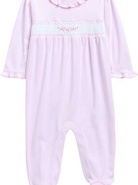 Kissy Kissy Pink Long-Sleeve Smocked One-Piece Bodysuit